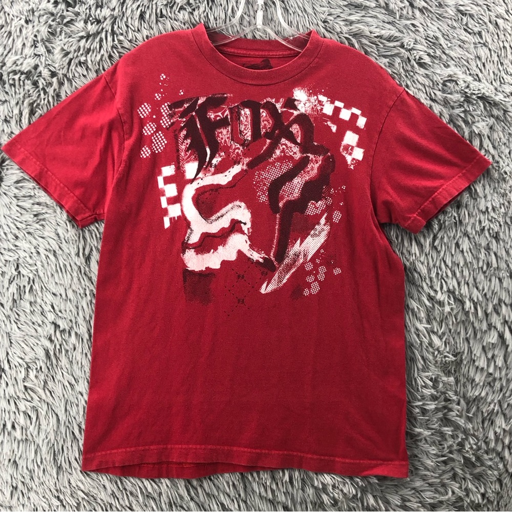 Fox Racing Tshirt Mens Medium Red Logo Spellout Shirt